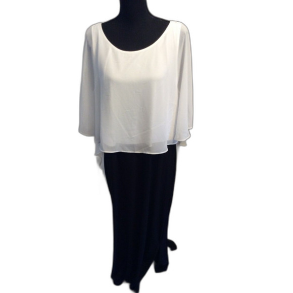 Plus size 18W Black White Maxi Formal Dress Overlay Wedding Dinner Party - Picture 1 of 4